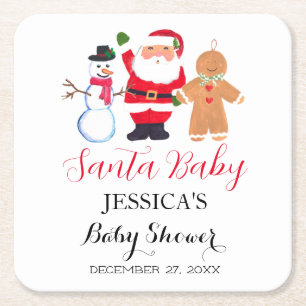 Santa Baby Dusche Red Niedlich Vielen Dank Rechteckiger Pappuntersetzer