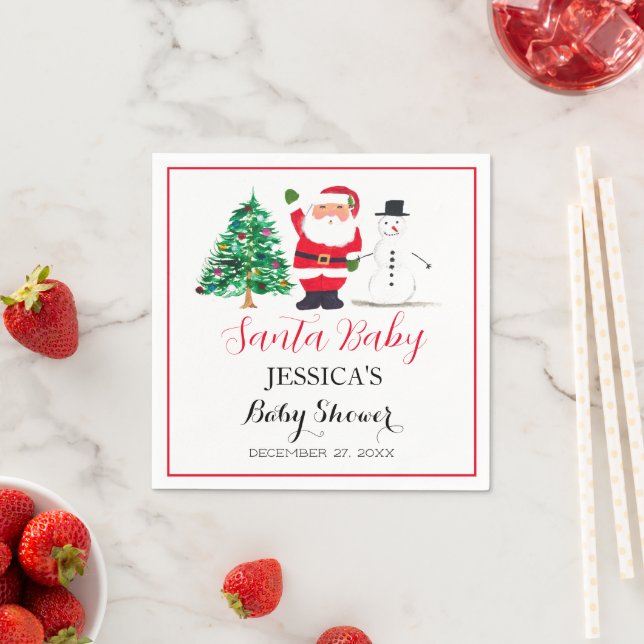 Santa Baby Dusche Red Niedlich Vielen Dank Serviette (Beispiel)