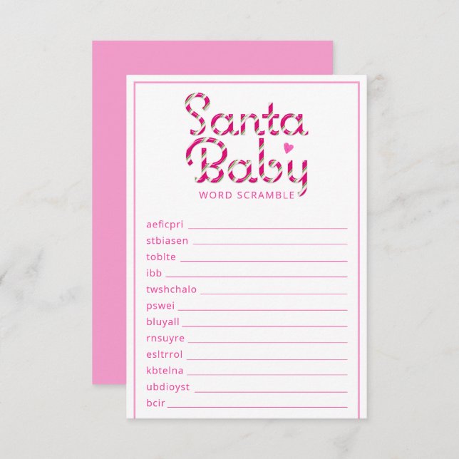 Santa Baby Dusche Word Scramble Game Card Begleitkarte (Vorne/Hinten)