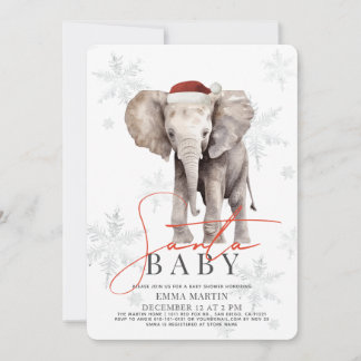 Santa Baby Elephant Snowflakes Babydusche Einladung
