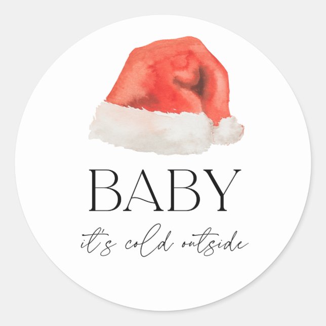 Santa Baby Es ist kalt draußen Baby Dusche Liebhab Runder Aufkleber (Vorderseite)