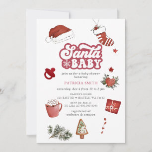 Santa Baby geschlechtsneutrale Weihnachts-Baby-Par Einladung