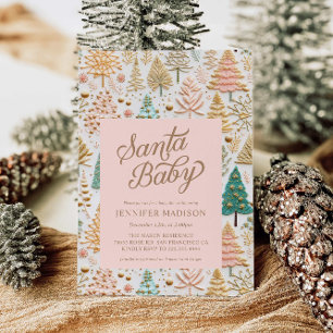 Santa Baby Girl Babydusche Einladung