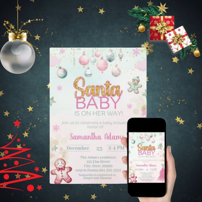 Santa Baby Girl Babydusche Einladung (Von Creator hochgeladen)