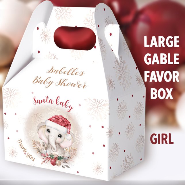 Santa Baby Girl Christmas Baby Dusche groß Geschenkschachtel (Santa Baby Girl Large Gable Favor Boxes - You can choose from 3 sizes of these gable favor boxes)