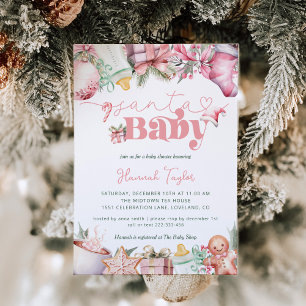 Santa Baby Girl Christmas Baby Shower Einladung