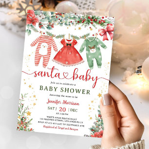 Santa Baby Girl Weihnachts-Baby-Shower-Einladung Einladung
