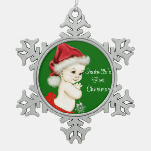Santa Baby Girls 1. Weihnachten Schneeflocken Zinn-Ornament