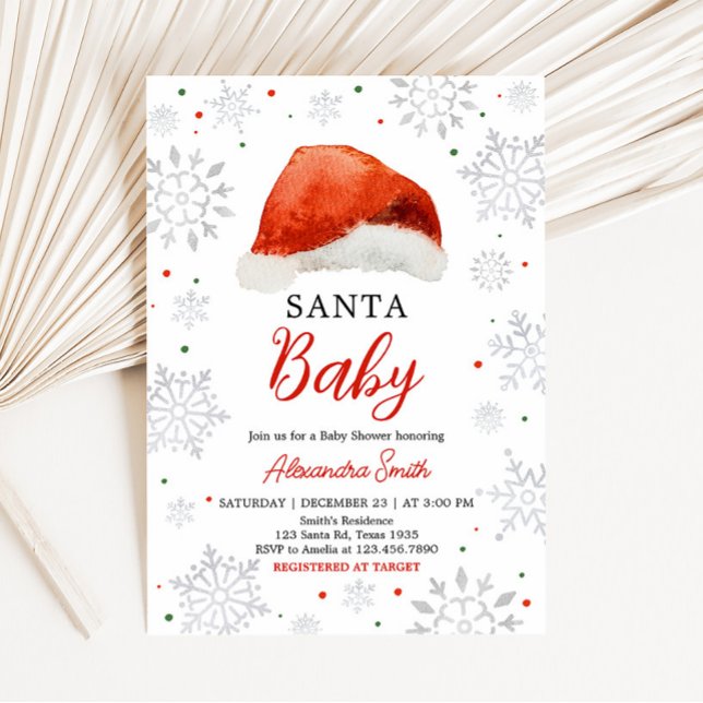 Santa Baby Hat Baby Shower Einladung (Gender Neutral Santa Hat Baby Shower Invitation)
