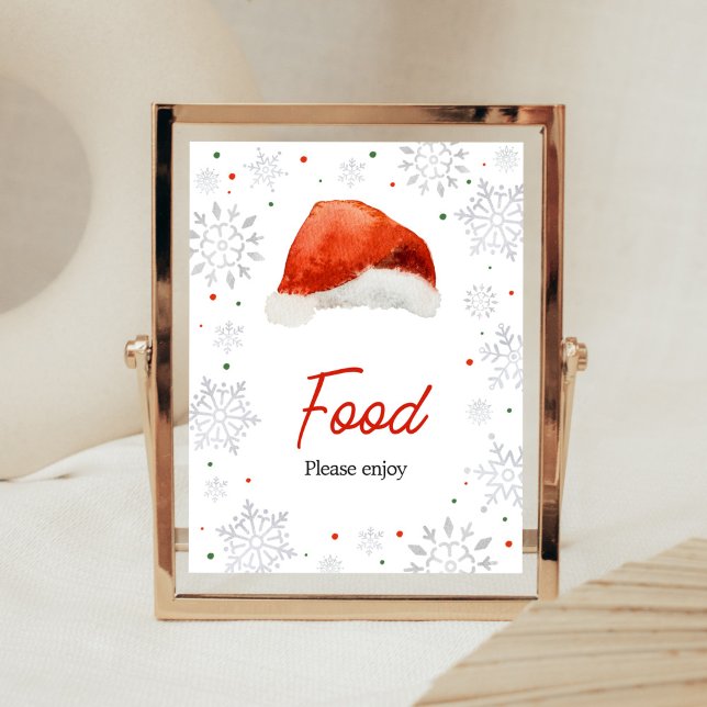 Santa Baby Hat Food Poster (Gender Neutral Santa Hat Baby Shower Food Sign)