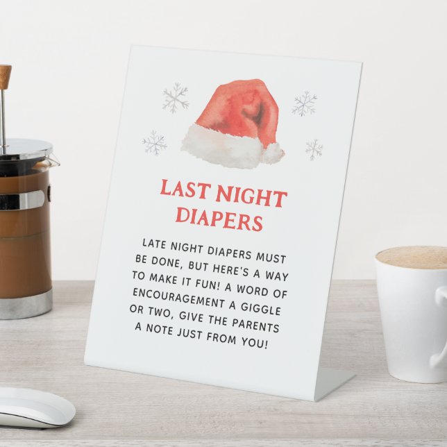Santa Baby Holiday Baby Dusche letzte Nacht Windel Sockelschild (In SItu)