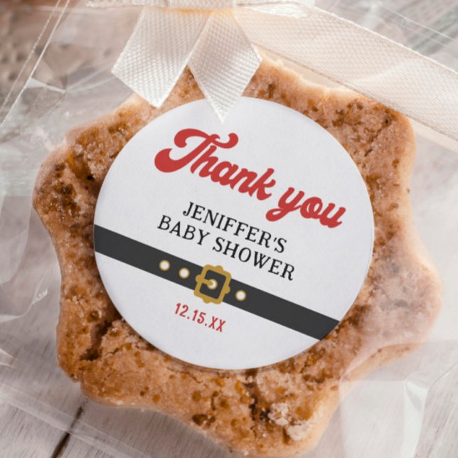 Santa Baby Holiday Baby Dusche Vielen Dank Runder Aufkleber (Von Creator hochgeladen)