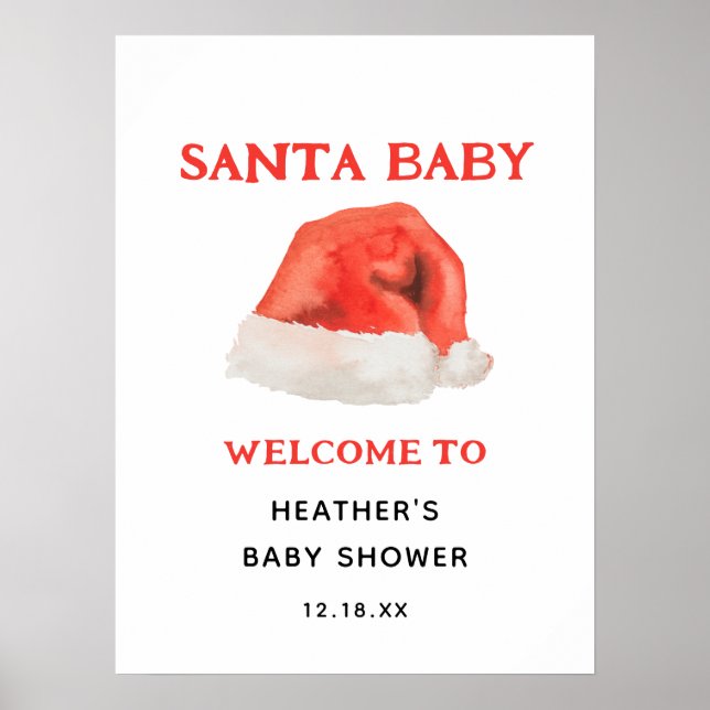 Santa Baby Holiday Baby Dusche Willkommenspender Poster (Vorne)
