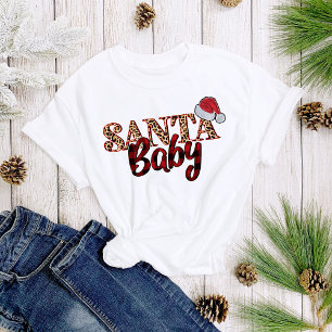 Santa Baby Kariert Leapord Print Christmas Women's T-Shirt