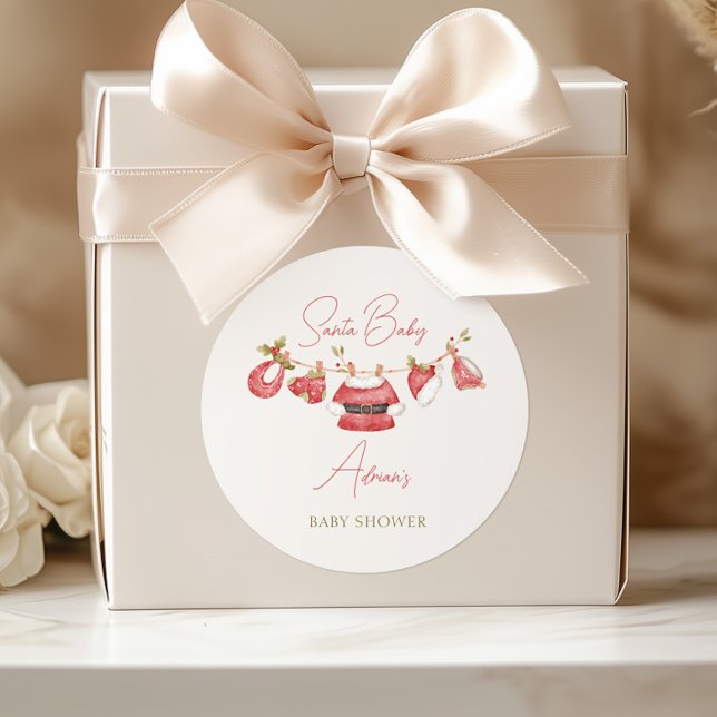 Santa Baby Kleidung Winter Boy Baby Dusche Runder Aufkleber (Von Creator hochgeladen)