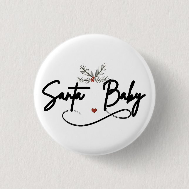 Santa Baby - Kokette Weihnachtsschrift Button (Vorderseite)