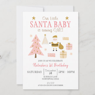 Santa Baby macht ONE, Girl Birthday Party Einladung