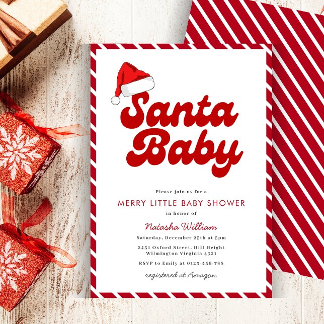 Santa Baby Merry Little Christmas Baby Dusche Einladung (Von Creator hochgeladen)