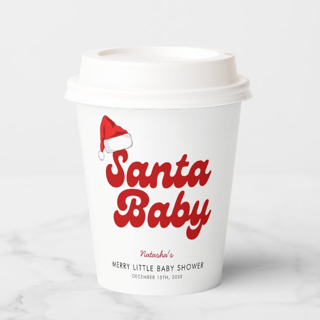 Santa Baby Merry Little Christmas Baby Dusche Pappbecher (Vorderseite)
