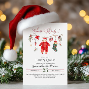 Santa Baby Minimal Weihnachtsdusche Einladung