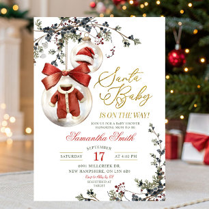 Santa Baby Minimalistische Wintergirlanden Babypar Einladung