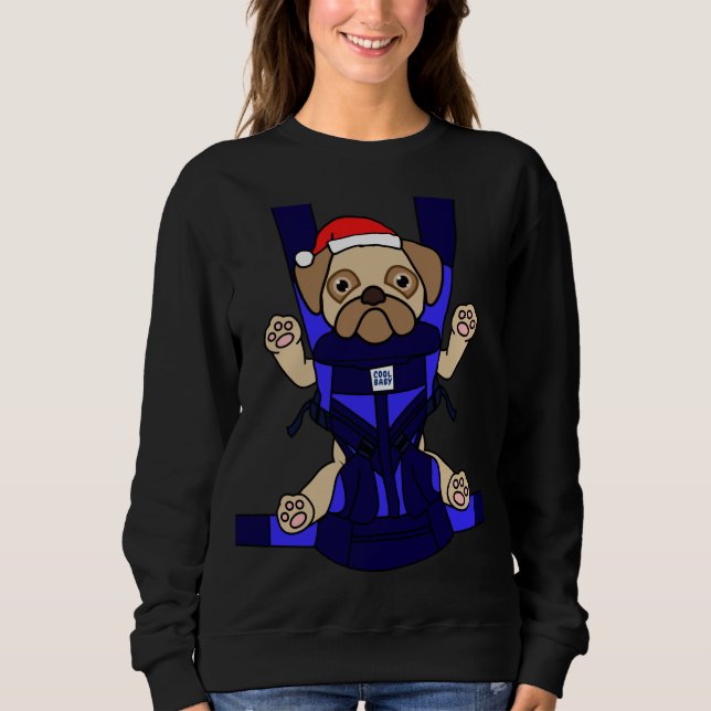 Santa Baby Mops Funny Niedlich Dog Mama Vater Weih Sweatshirt (Vorderseite)