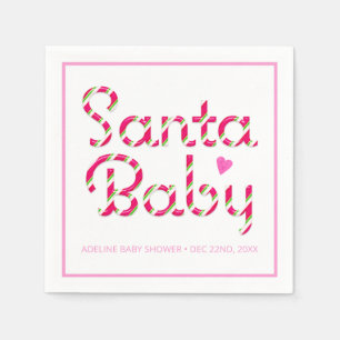 Santa Baby Pink Babydusche Napkins Serviette