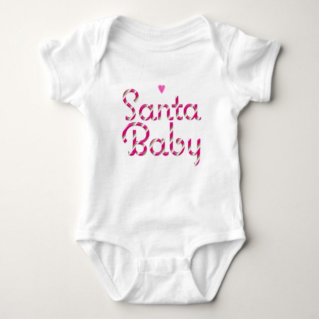 Santa Baby Pink Candy Cane Christmas Baby Bodysuit Baby Strampler (Vorderseite)