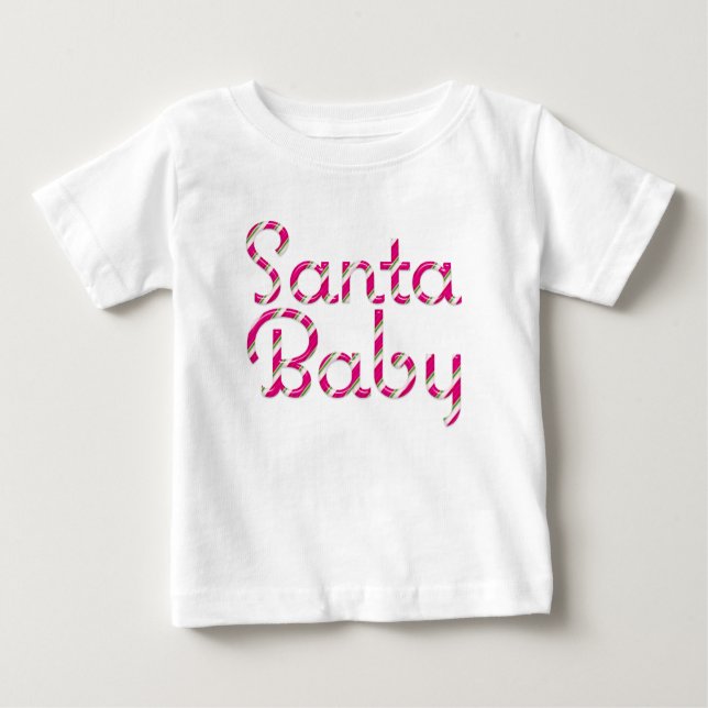 Santa Baby Pink Candy Cane Holiday Baby T - Shirt (Vorderseite)