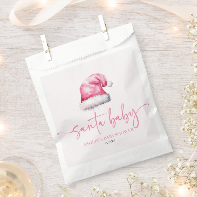 Santa Baby Pink Hat Weihnachtsferien Kinderdusche Geschenktütchen (Ausgeschnitten)