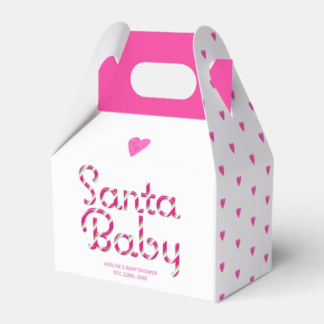 Santa Baby Pink Weihnachtsdusche Gefallen Box Geschenkschachtel (Rückseite)