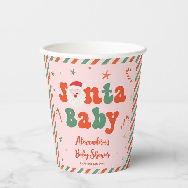 Santa Baby Pink Weihnachtsdusche Pappbecher (Vorderseite)