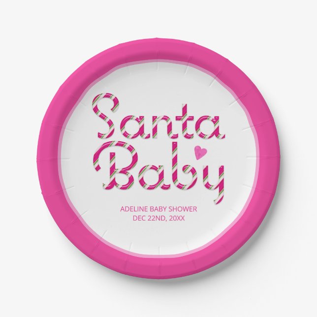 Santa Baby Pink Weihnachtsdusche Teller (Vorderseite)