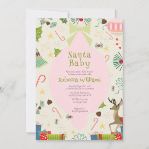 Santa Baby Pinke Mid Century Modern Baby Shower Einladung