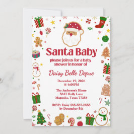Santa Baby Red and Green Baby Dusche Einladung
