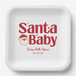 Santa Baby Red and Green Baby Dusche Pappteller