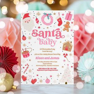 Santa Baby Red and Pink Weihnachtsdusche Einladung