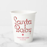Santa Baby Red Christmas Baby Dusche Pappbecher<br><div class="desc">Santa Baby Red Christmas Baby Shooting Paper Cups - Fett Modern Pink Candy Cane Typografie</div>