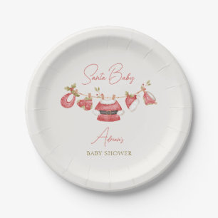Santa Baby Red Clothes Winter Boy Baby Dusche Pappteller