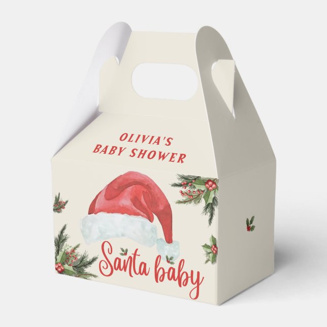 Santa Baby Red Hat Christmas Baby Shower Geschenkschachtel (Vorderseite)