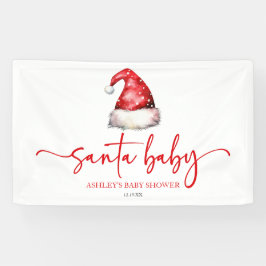 Santa Baby Red Hat Christmas Holiday Baby Shower Banner