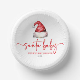 Santa Baby Red Hat Christmas Holiday Baby Shower Pappteller
