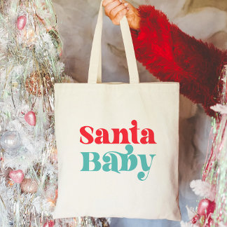 Santa Baby Red und Aquamarine Weihnachts Retro Min Tragetasche