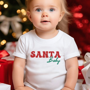 Santa Baby Red und Green Script Weihnachten T-shirt