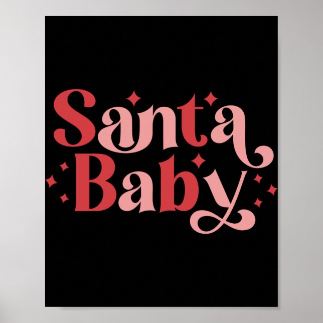 Santa Baby Retro Christmas Tygraphy T Shirt  Poster (Vorne)