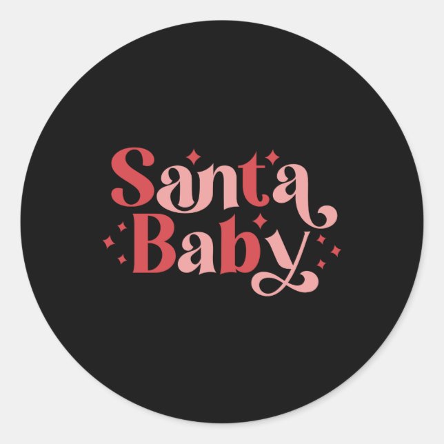 Santa Baby Retro Christmas Tygraphy Toddler T Shir Runder Aufkleber (Vorderseite)