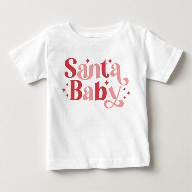 Santa Baby - Retro Weihnachtstypografie Baby T-shirt (Vorderseite)