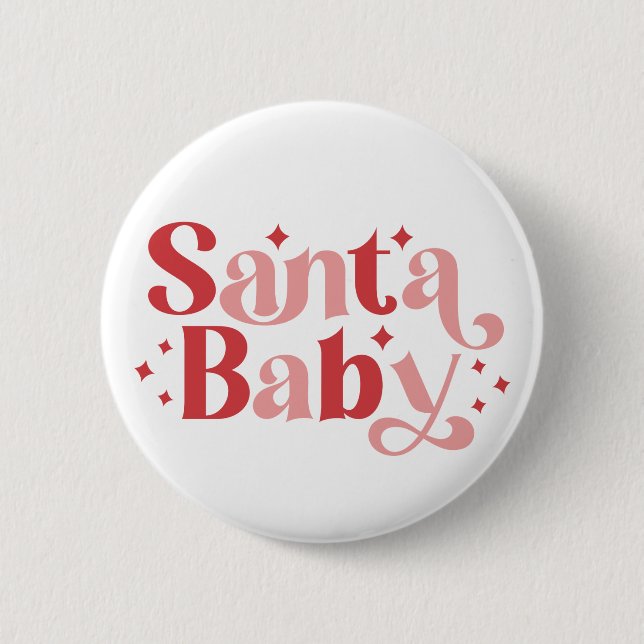 Santa Baby - Retro Weihnachtstypografie Button (Vorderseite)