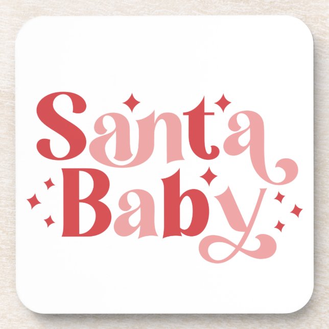 Santa Baby - Retro Weihnachtstypografie Getränkeuntersetzer (Vorderseite)