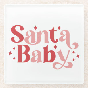 Santa Baby - Retro Weihnachtstypografie Glasuntersetzer